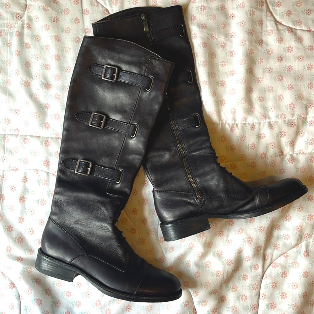 Vince Camuto black leather boots